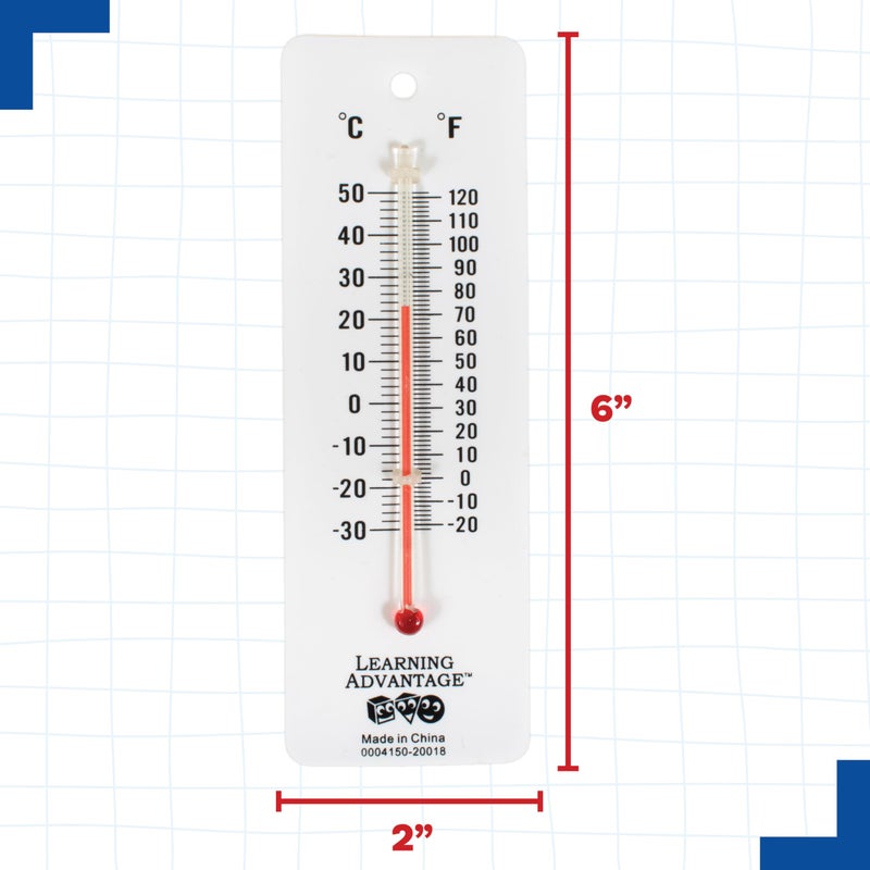 LEARNING ADVANTAGE Student Thermometers - Set of 10 - Dual-Scale - Mercury-Free - Easy To Read, Thermometers for Indoor Science and Classroom Use - Image 3